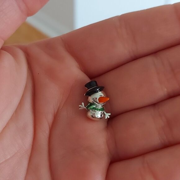 925 Sterling Silver Snowman Charm - Picture 5 of 7